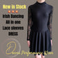 Irish Dance Black Lycra Skirted Leotard / All in One Lace Sleeves Dress - Dowsa Performance Wear