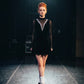 Irish Dance Black Velvet All - In - One Dress "VICTORIA" / Skirted Leotard with Elastic Mesh Sleeves - Dowsa Performance Wear