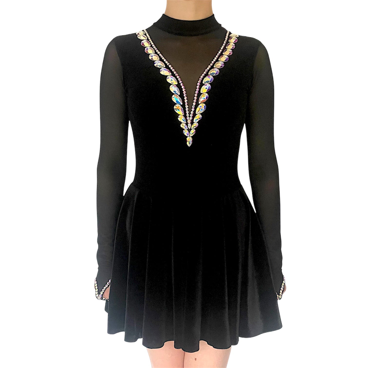 Irish Dance Black Velvet All-In-One Dress 