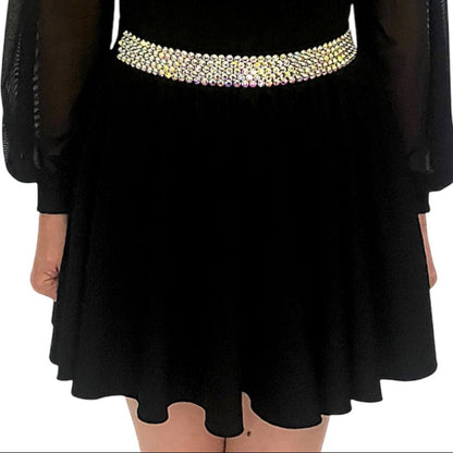 Irish Dance "DIANA" Embellished Matt Lycra Leotard with Mesh Puff Sleeves - Dowsa Performance Wear