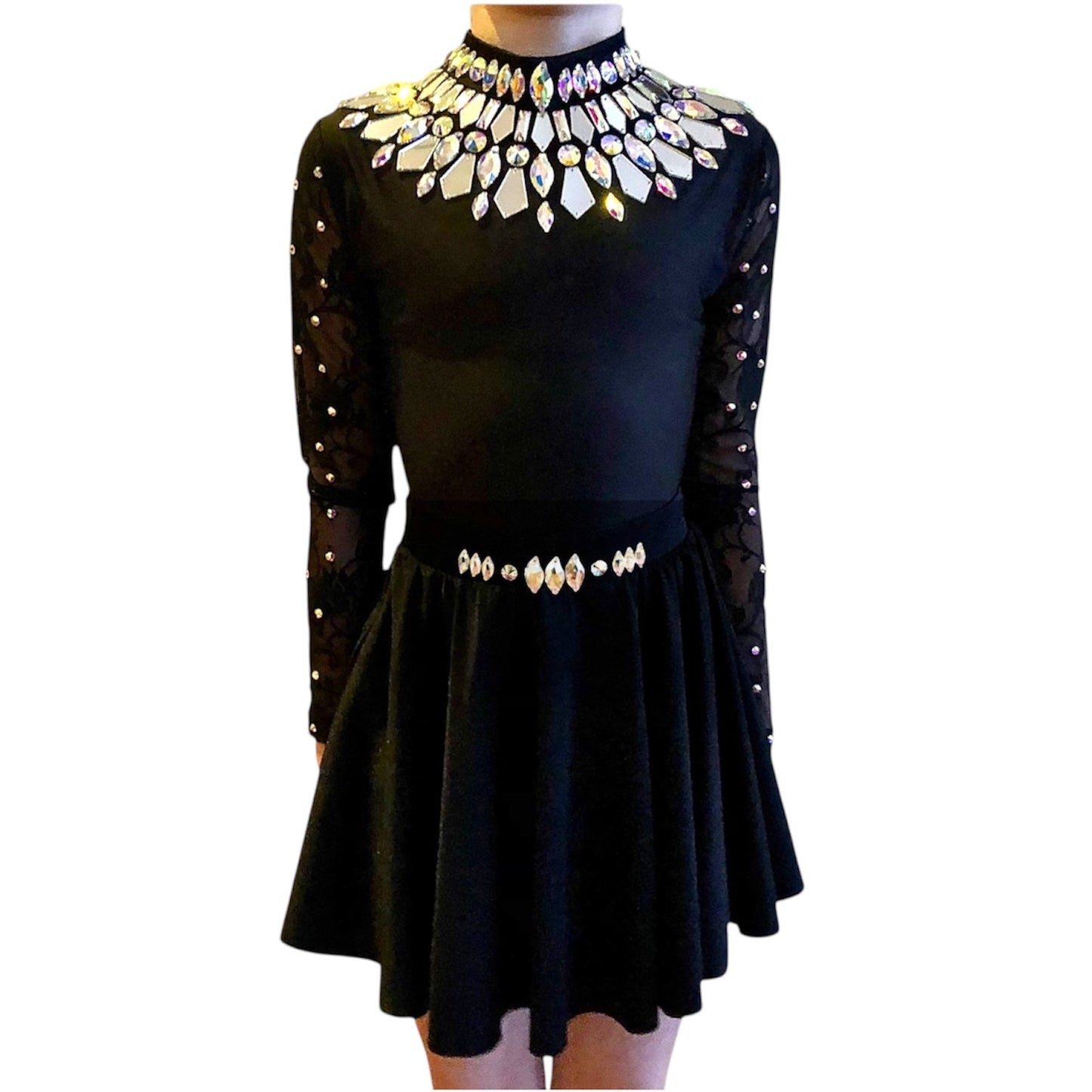 Aurora Black Embellished Irish Dance Leotard /Premium Feis Wear Dowsa Performance Wear Aurora Black Embellished Irish Dance Leotard /Premium Feis Wear Dowsa Performance Wear