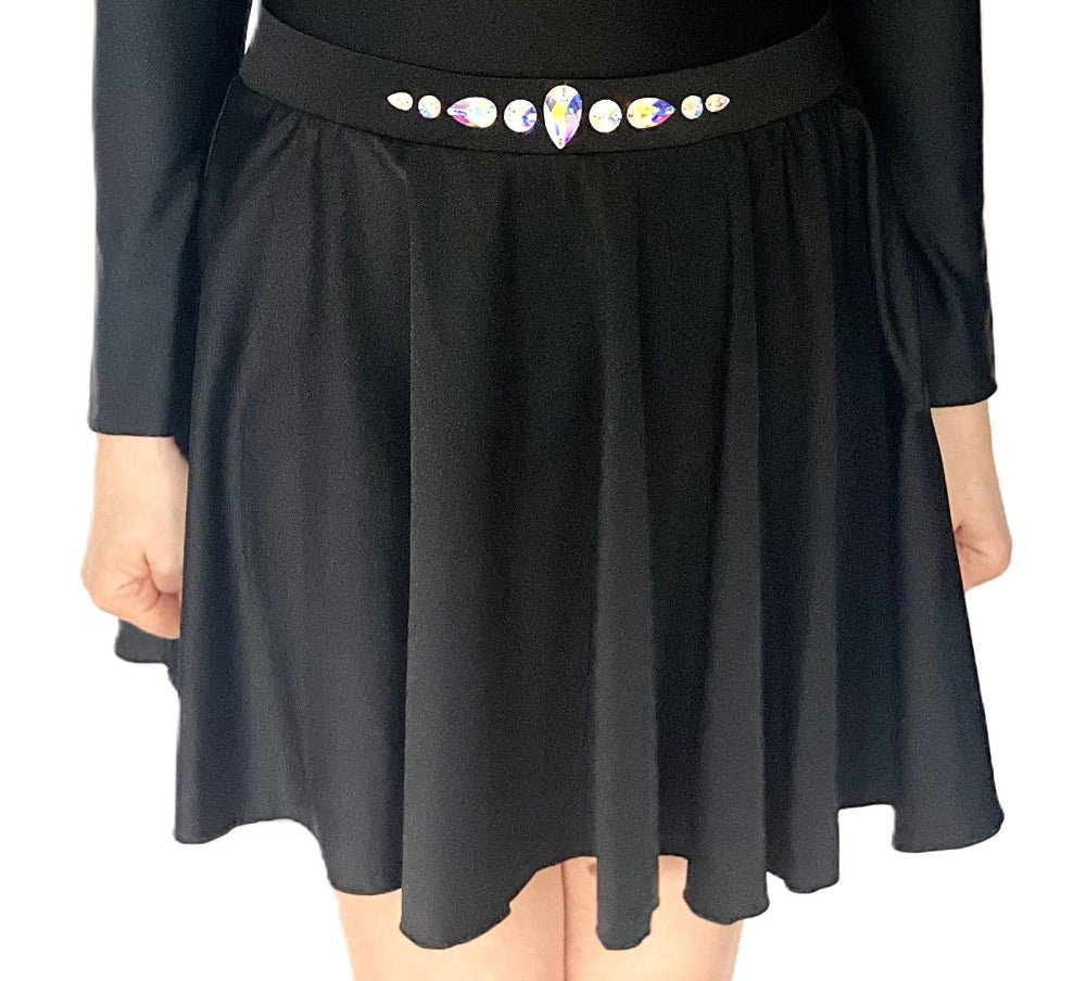 Irish Dance Dress "GRACE" Embellished Shiny Lycra Leotard / Shiny Lycra CIrcular Skirt - Dowsa Performance Wear