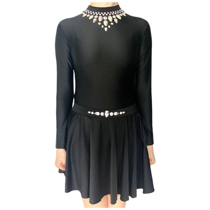 Irish Dance Dress "GRACE" Embellished Shiny Lycra Leotard / Shiny Lycra CIrcular Skirt - Dowsa Performance Wear