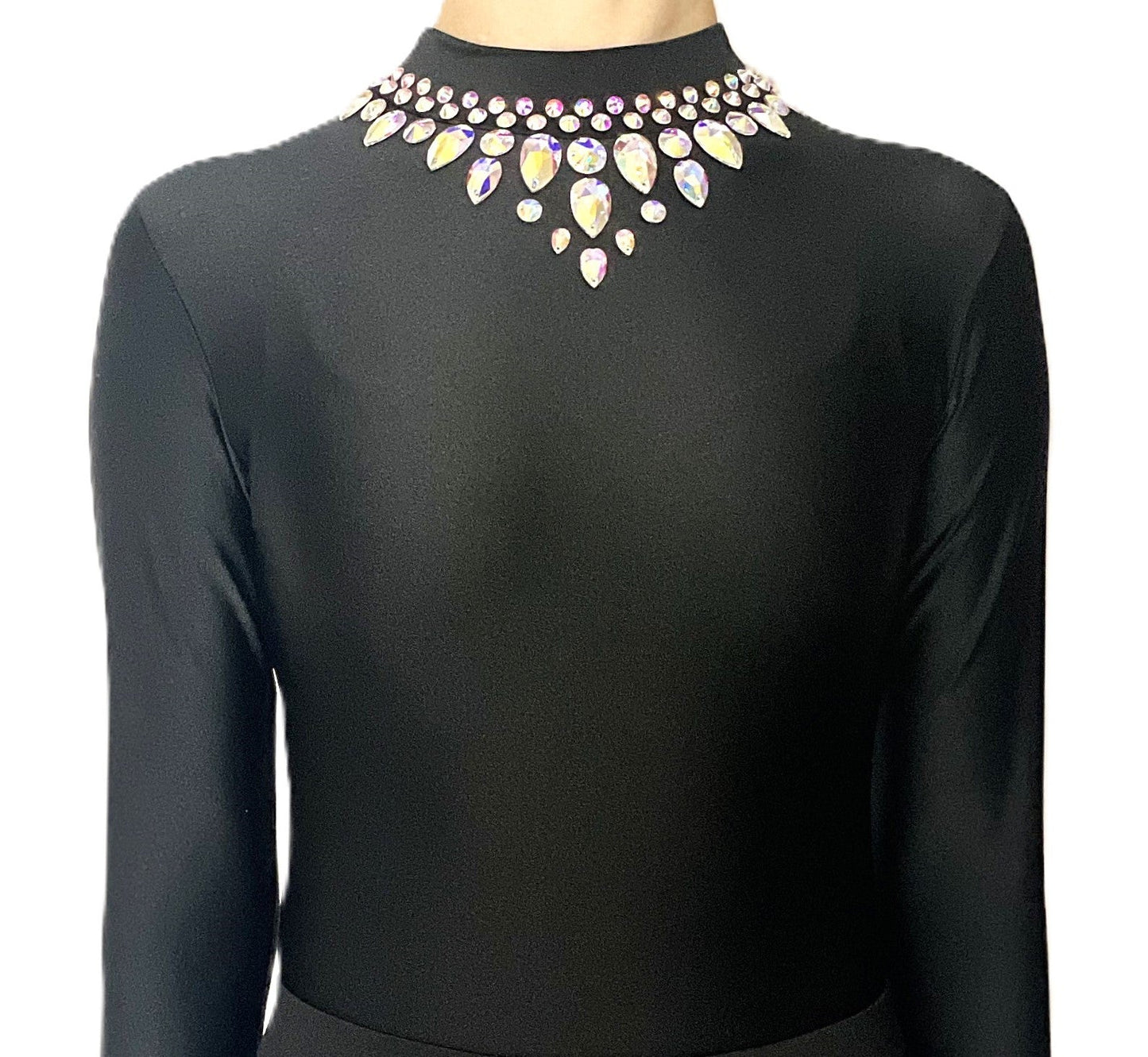 Irish Dance Dress "GRACE" Embellished Shiny Lycra Leotard / Shiny Lycra CIrcular Skirt - Dowsa Performance Wear