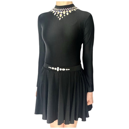 Irish Dance Dress "GRACE" Embellished Shiny Lycra Leotard / Shiny Lycra CIrcular Skirt - Dowsa Performance Wear