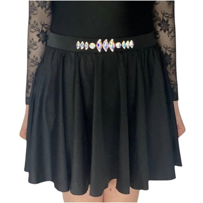 Irish Dance Dress "STELLA" Embellished Shiny Lycra Lace Sleeve Leotard / Shiny Lycra Circular Skirt - Dowsa Performance Wear