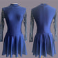 Irish Dance NAVY Lycra Skirted Leotard / All in One Lace Sleeves Dress - Dowsa Performance Wear