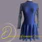 Irish Dance NAVY Lycra Skirted Leotard / All in One Lace Sleeves Dress - Dowsa Performance Wear