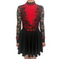 Irish Dance "SCARLET" Embellished Matt Lycra Leotard with Lace Sleeves - Dowsa Performance Wear