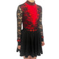 Irish Dance "SCARLET" Embellished Matt Lycra Leotard with Lace Sleeves - Dowsa Performance Wear