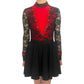 Irish Dance "SCARLET" Embellished Matt Lycra Leotard with Lace Sleeves - Dowsa Performance Wear