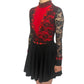 Irish Dance "SCARLET" Embellished Matt Lycra Leotard with Lace Sleeves - Dowsa Performance Wear