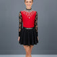 Irish Dance "SCARLET" Embellished Matte Lycra Leotard with Lace Sleeves - Dowsa Performance Wear