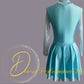 Irish Dance SKY BLUE Lycra Skirted Leotard / All in One Lace Sleeves Dress - Dowsa Performance Wear