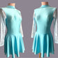 Irish Dance SKY BLUE Lycra Skirted Leotard / All in One Lace Sleeves Dress - Dowsa Performance Wear