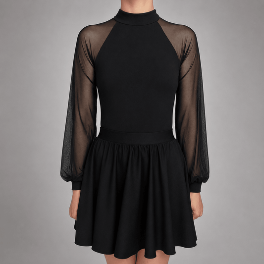 Matte Lycra Irish Dance Leotard with Mesh Puff Sleeves - Dowsa Performance Wear