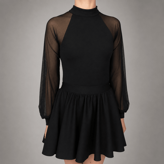 Matte Lycra Irish Dance Leotard with Mesh Puff Sleeves - Dowsa Performance Wear