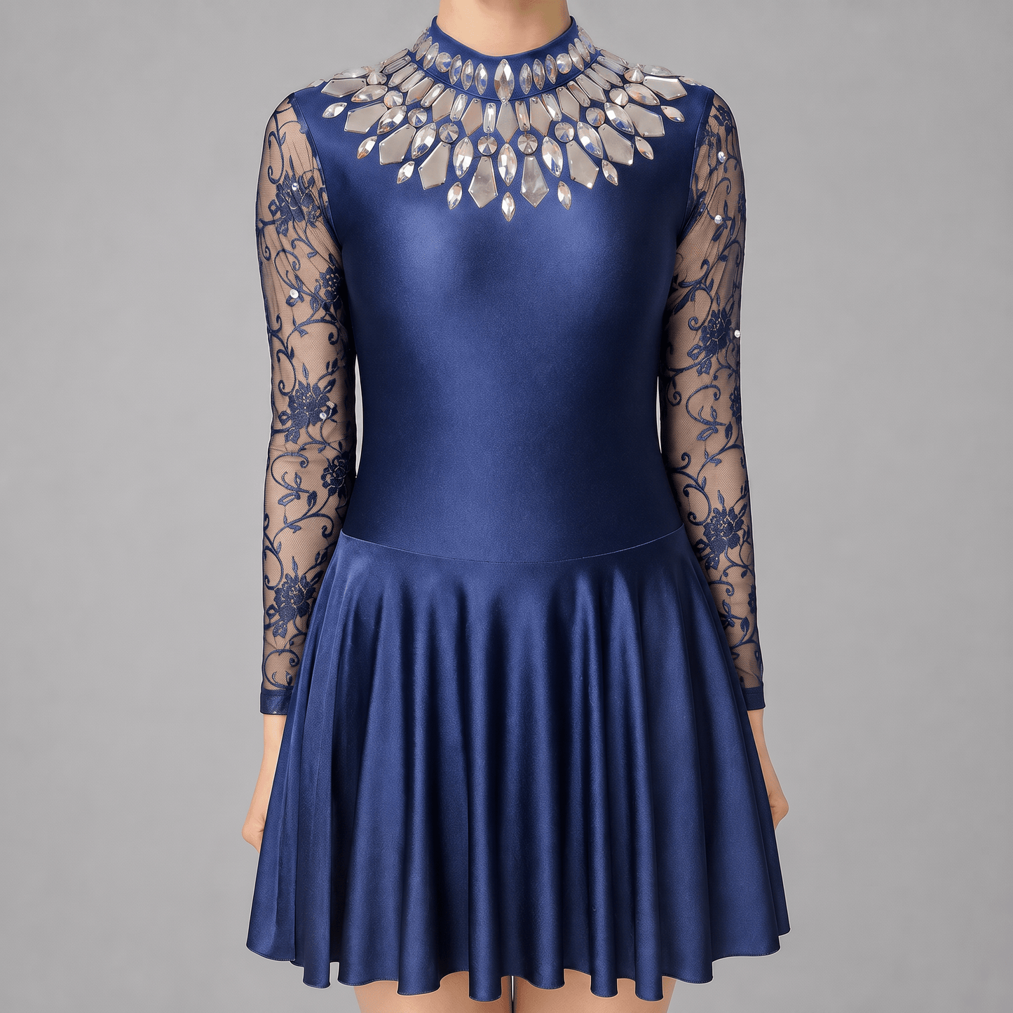Navy Embellished Irish Dance Dress - Embellishment Options - Dowsa Performance Wear