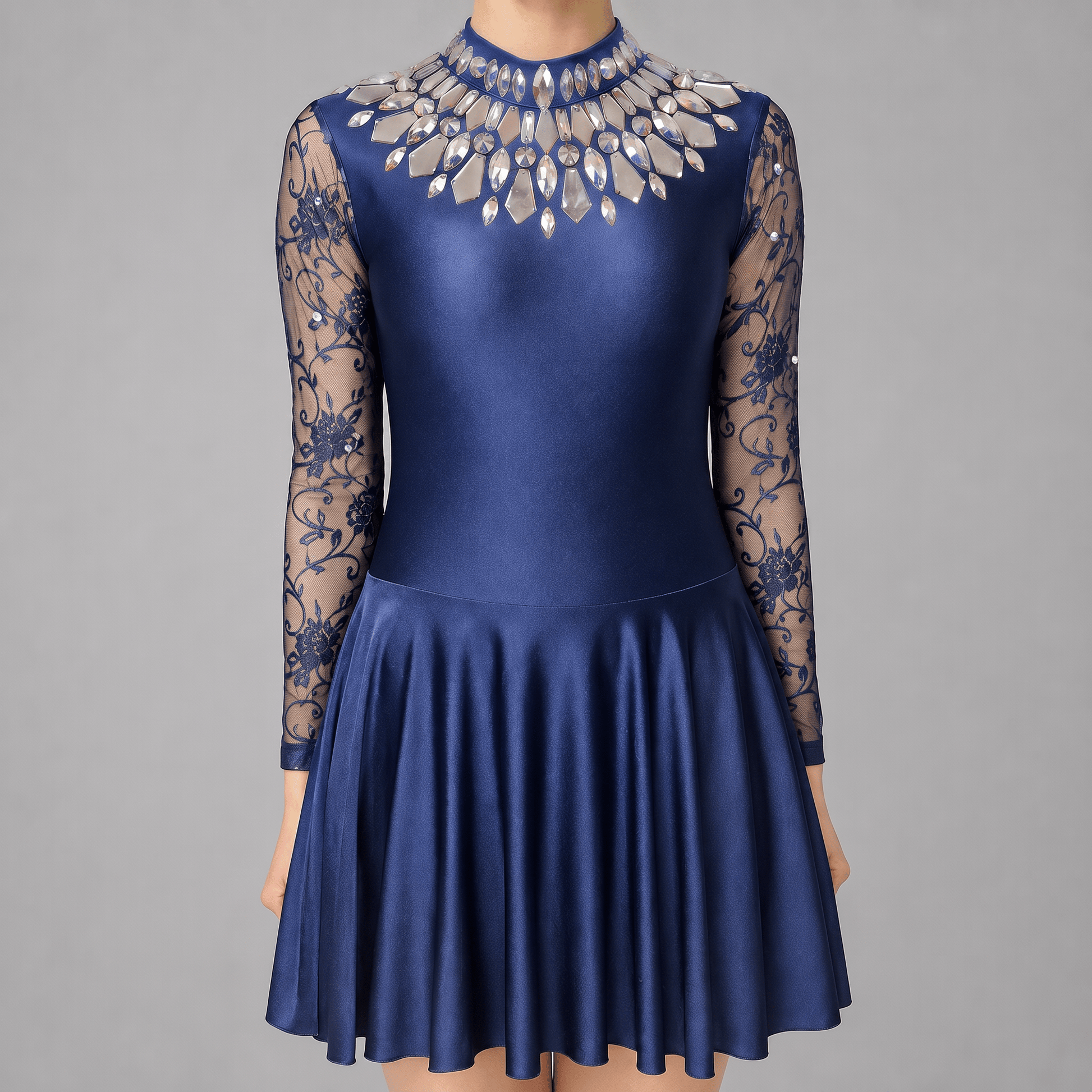 Navy Embellished Irish Dance Dress - Embellishment Options - Dowsa Performance Wear