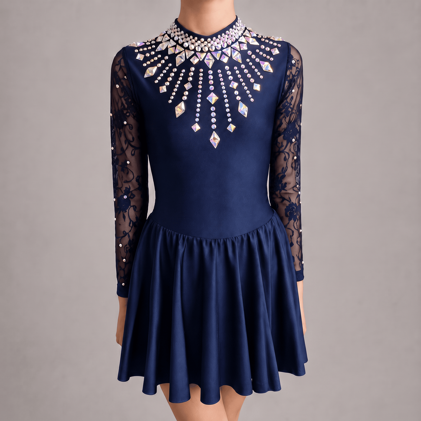 Navy Embellished Irish Dance Dress - Embellishment Options - Dowsa Performance Wear