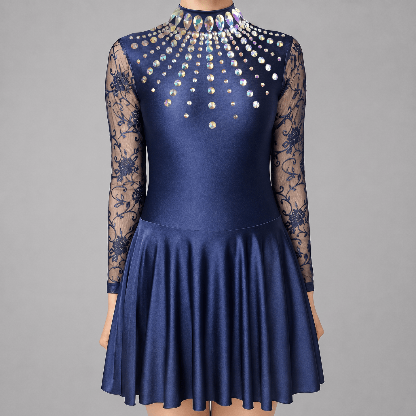 Navy Embellished Irish Dance Dress - Embellishment Options - Dowsa Performance Wear