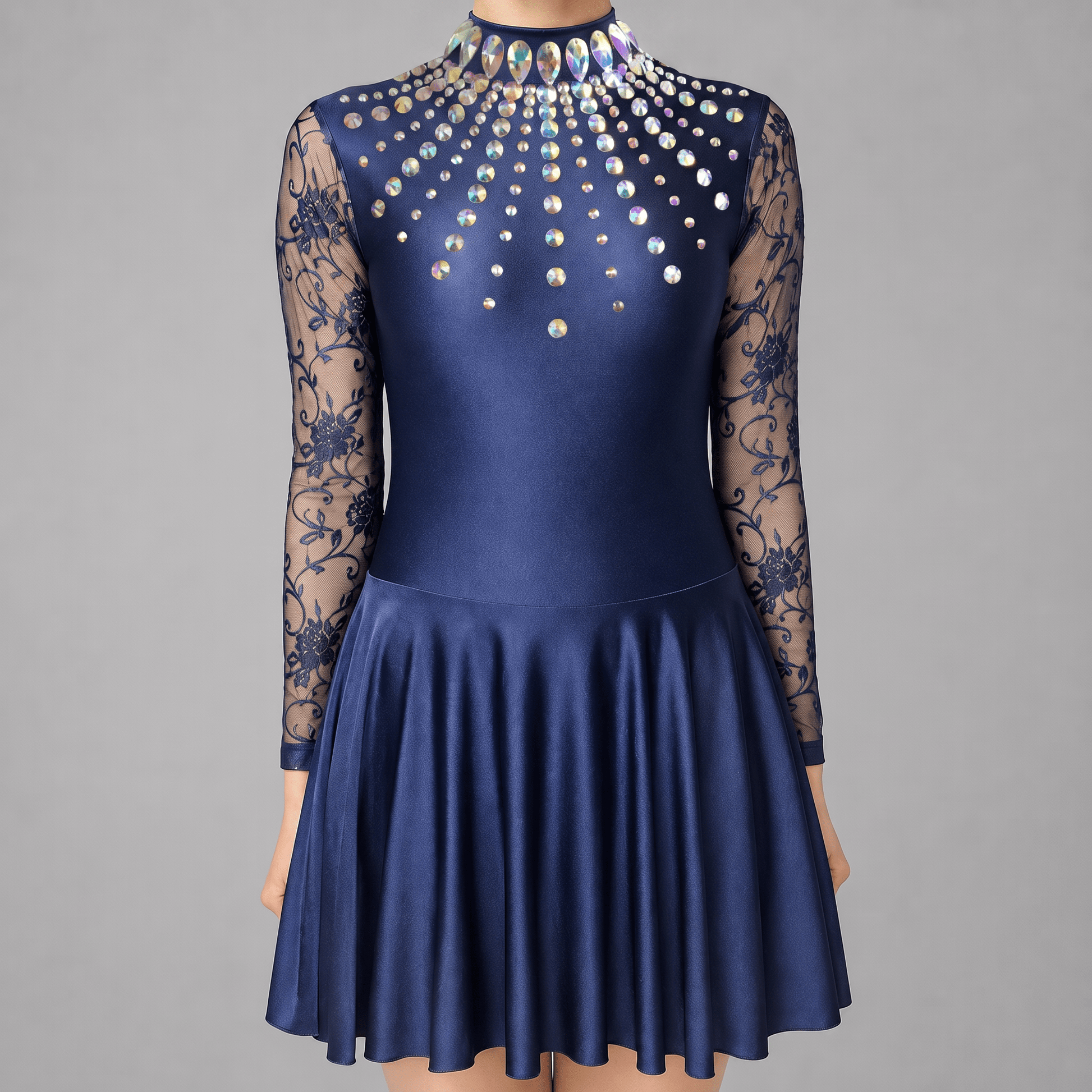 Navy Embellished Irish Dance Dress - Embellishment Options - Dowsa Performance Wear