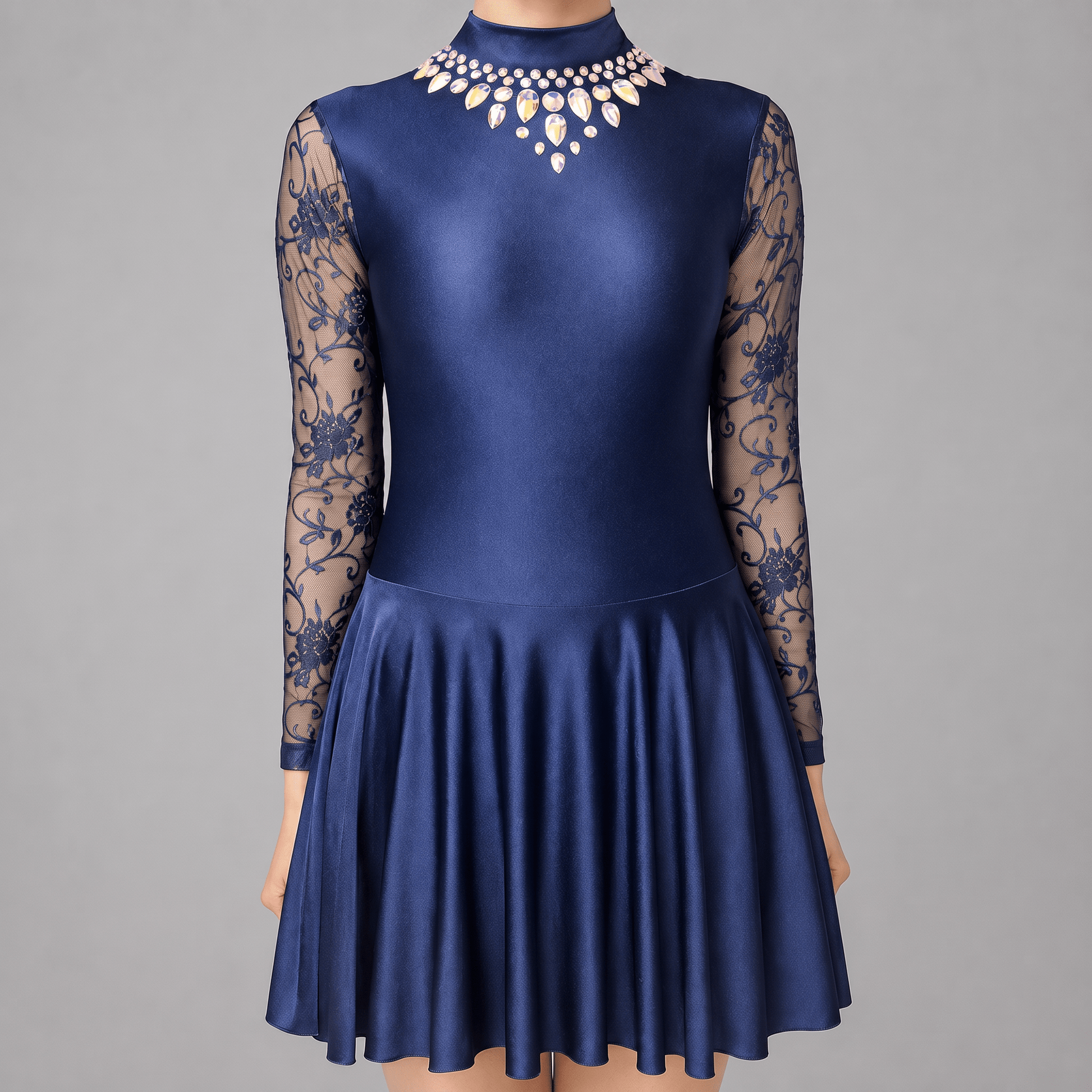 Navy Embellished Irish Dance Dress - Embellishment Options - Dowsa Performance Wear