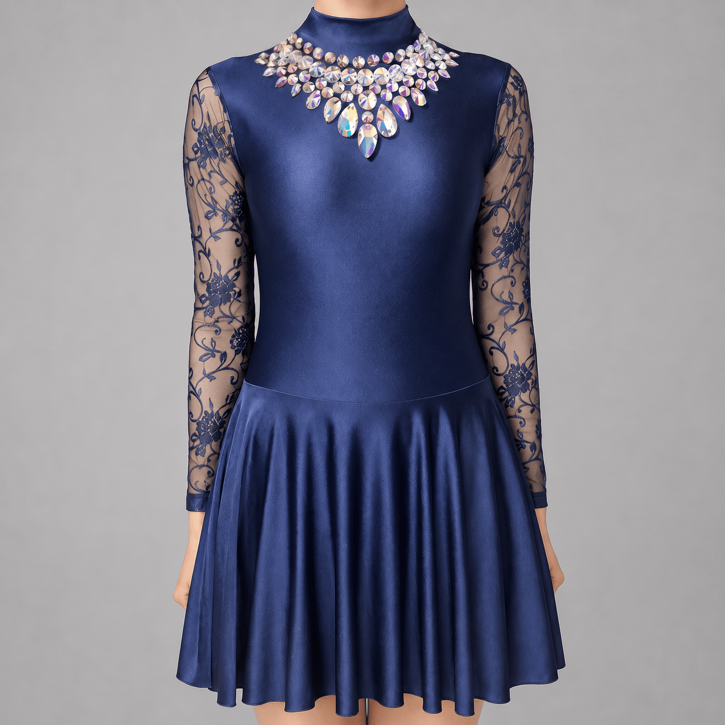 Navy Embellished Irish Dance Dress - Embellishment Options - Dowsa Performance Wear