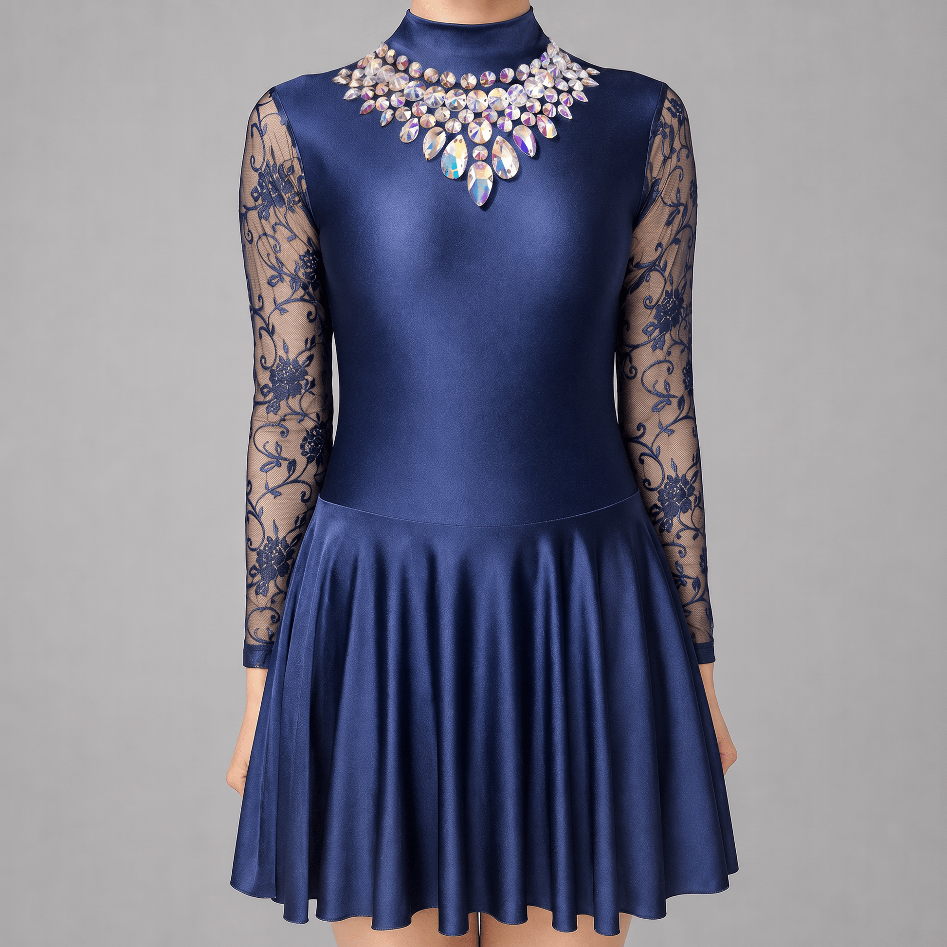 Navy Embellished Irish Dance Dress - Embellishment Options - Dowsa Performance Wear