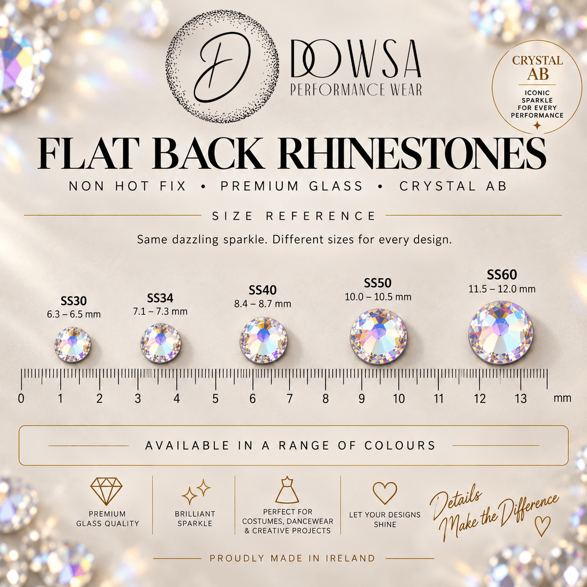 Non-Hotfix Flatback Rhinestones - Dowsa Performance Wear