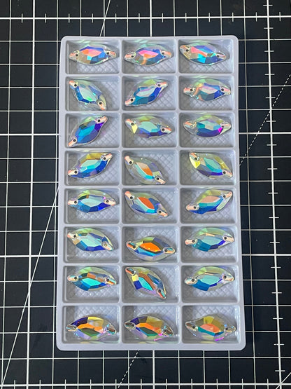 Premium K9 Sew - on DIAMOND LEAF Glass Gemstones / Crystal Non - Hotfix Flatback Rhinestones - Dowsa Performance Wear