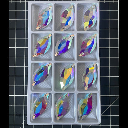 Premium K9 Sew - on DIAMOND LEAF Glass Gemstones / Crystal Non - Hotfix Flatback Rhinestones - Dowsa Performance Wear