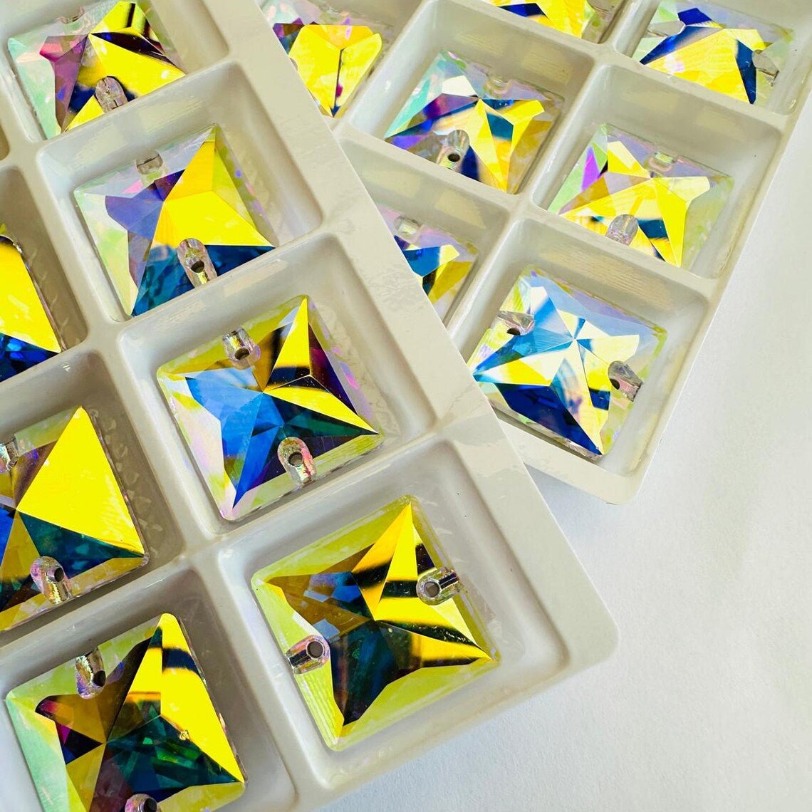 Premium K9 Sew - on SQUARE Glass Gemstones / Crystal Non - Hotfix Flatback Rhinestones - Dowsa Performance Wear