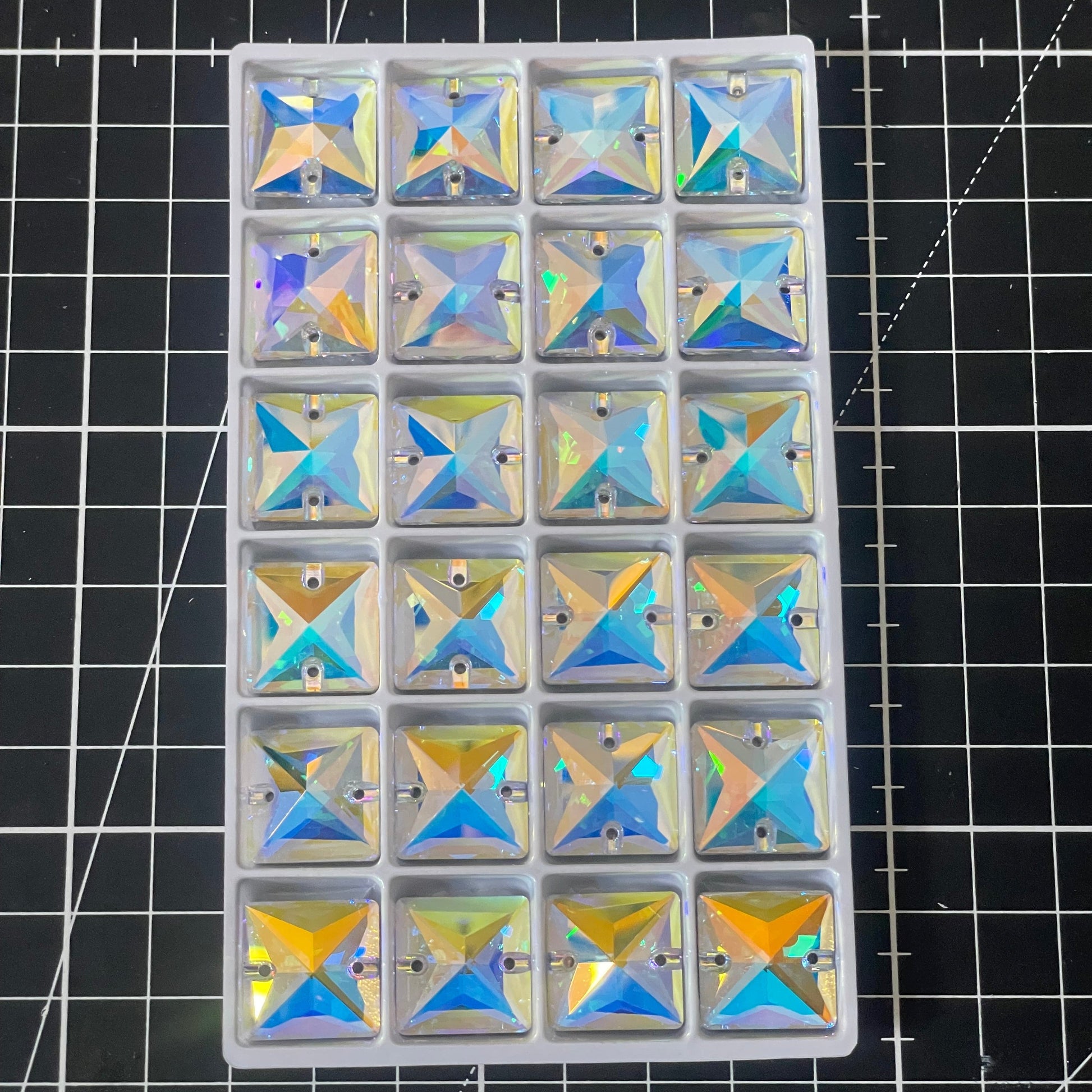 Premium K9 Sew - on SQUARE Glass Gemstones / Crystal Non - Hotfix Flatback Rhinestones - Dowsa Performance Wear