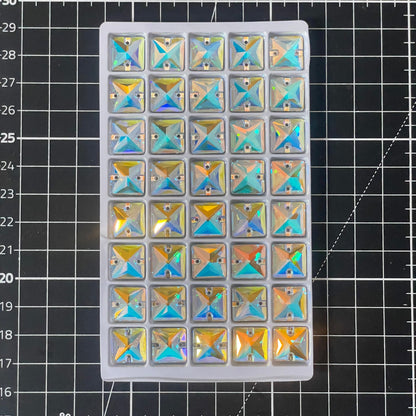 Premium K9 Sew - on SQUARE Glass Gemstones / Crystal Non - Hotfix Flatback Rhinestones - Dowsa Performance Wear