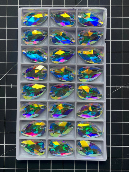 Premium K9 Sew - on TEARDROP Glass Gemstones / Crystal Non - Hotfix Flatback Rhinestones - Dowsa Performance Wear