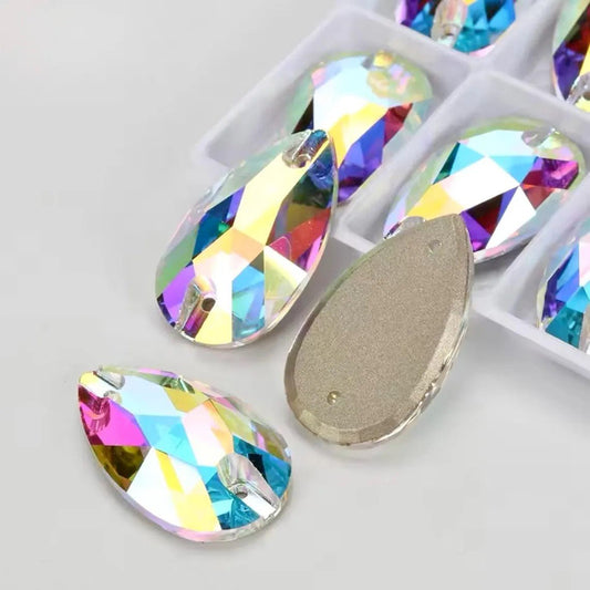 Premium K9 Sew - on TEARDROP Glass Gemstones / Crystal Non - Hotfix Flatback Rhinestones - Dowsa Performance Wear