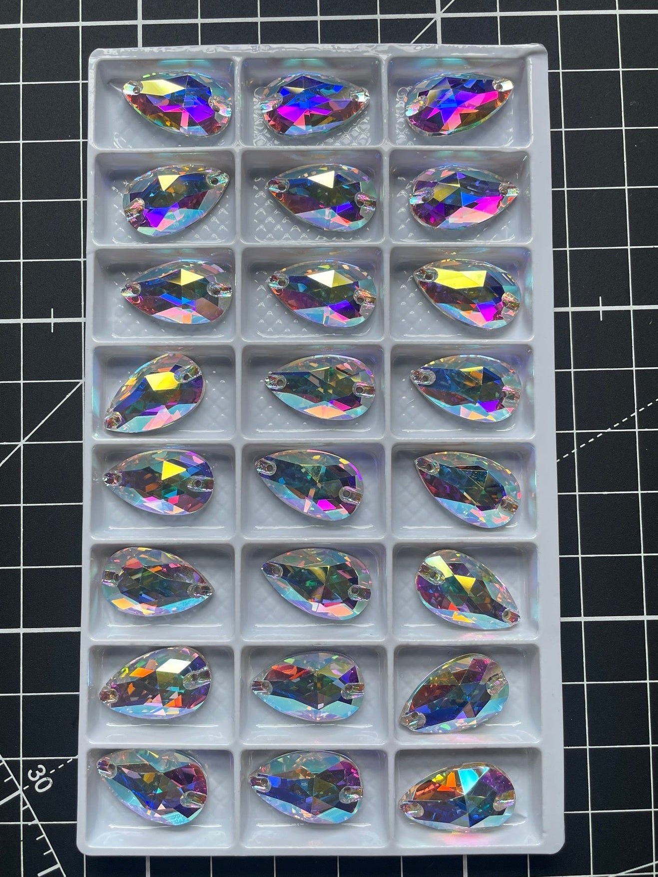 Premium K9 Sew - on TEARDROP Glass Gemstones / Crystal Non - Hotfix Flatback Rhinestones - Dowsa Performance Wear