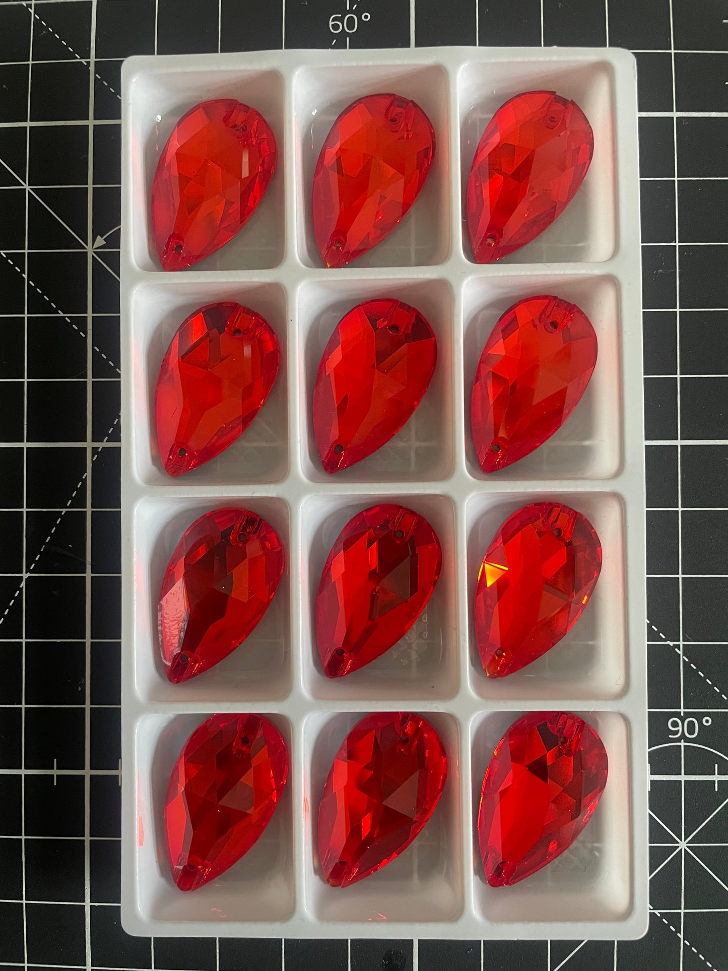 Premium K9 Sew - on TEARDROP Glass Gemstones / Crystal Non - Hotfix Flatback Rhinestones - Dowsa Performance Wear