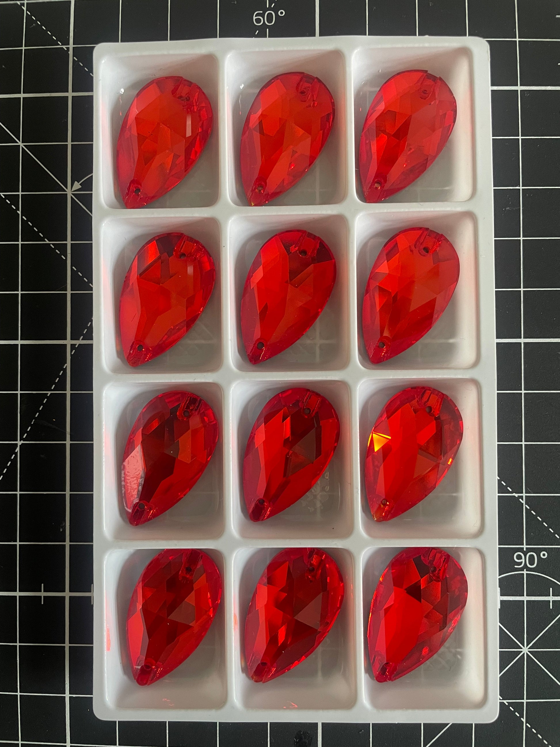 Premium K9 Sew - on TEARDROP Glass Gemstones / Crystal Non - Hotfix Flatback Rhinestones - Dowsa Performance Wear
