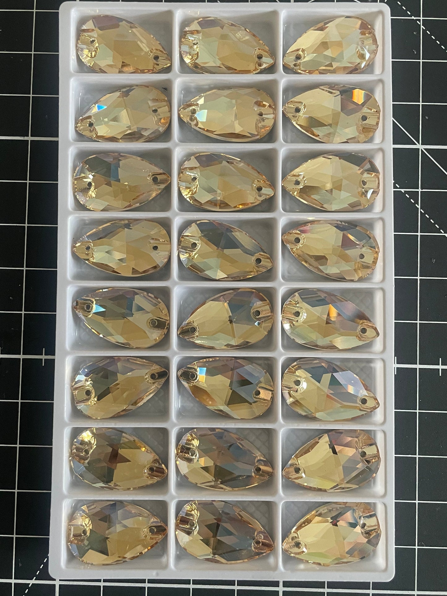 Premium K9 Sew - on TEARDROP Glass Gemstones / Crystal Non - Hotfix Flatback Rhinestones - Dowsa Performance Wear