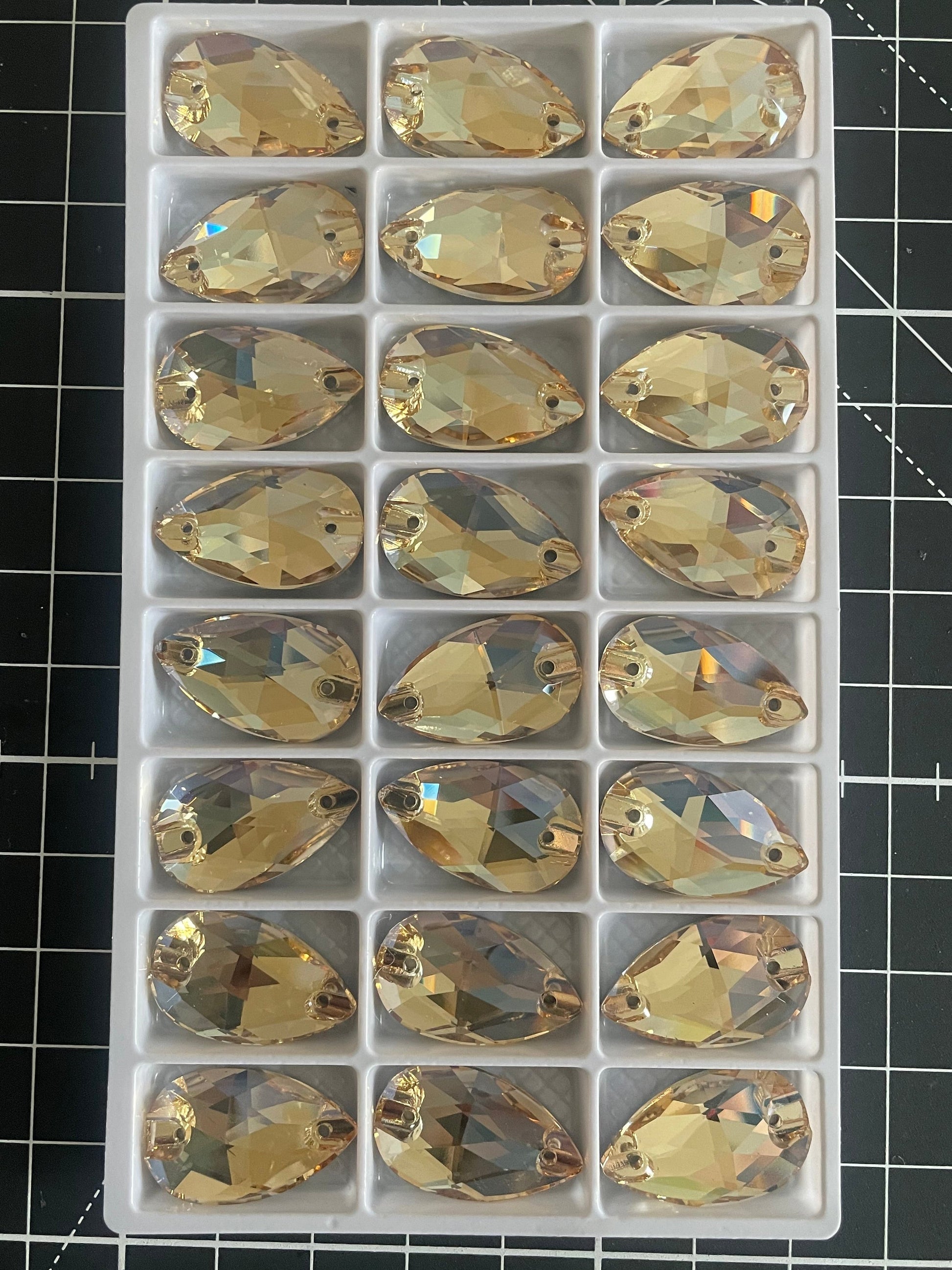 Premium K9 Sew - on TEARDROP Glass Gemstones / Crystal Non - Hotfix Flatback Rhinestones - Dowsa Performance Wear