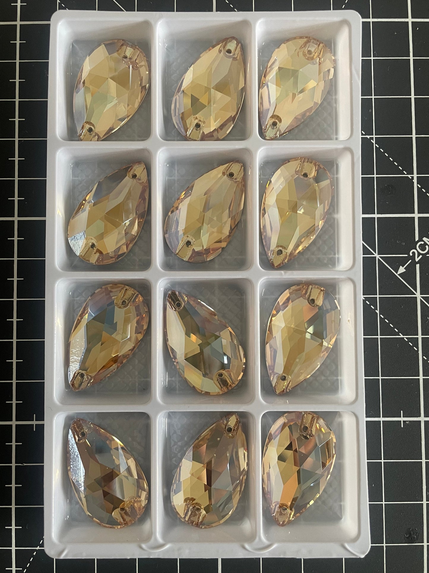 Premium K9 Sew - on TEARDROP Glass Gemstones / Crystal Non - Hotfix Flatback Rhinestones - Dowsa Performance Wear