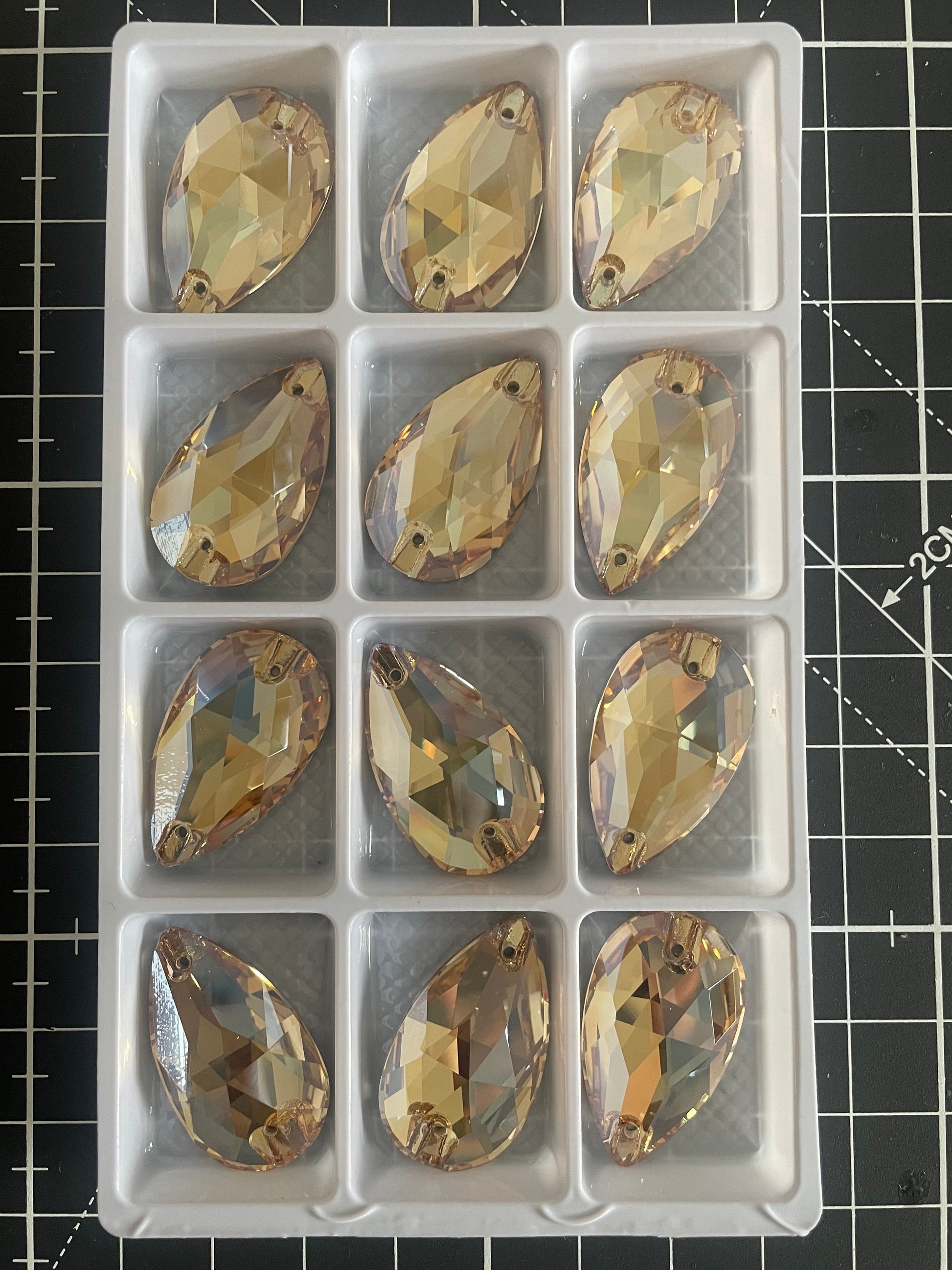 Premium K9 Sew - on TEARDROP Glass Gemstones / Crystal Non - Hotfix Flatback Rhinestones - Dowsa Performance Wear