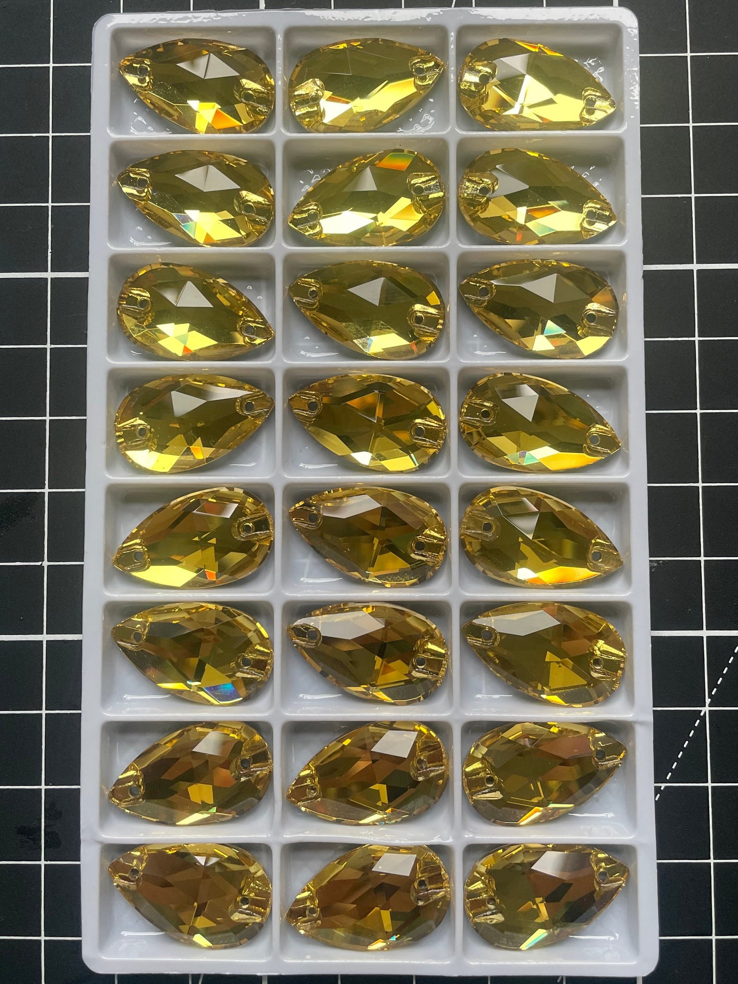 Premium K9 Sew - on TEARDROP Glass Gemstones / Crystal Non - Hotfix Flatback Rhinestones - Dowsa Performance Wear