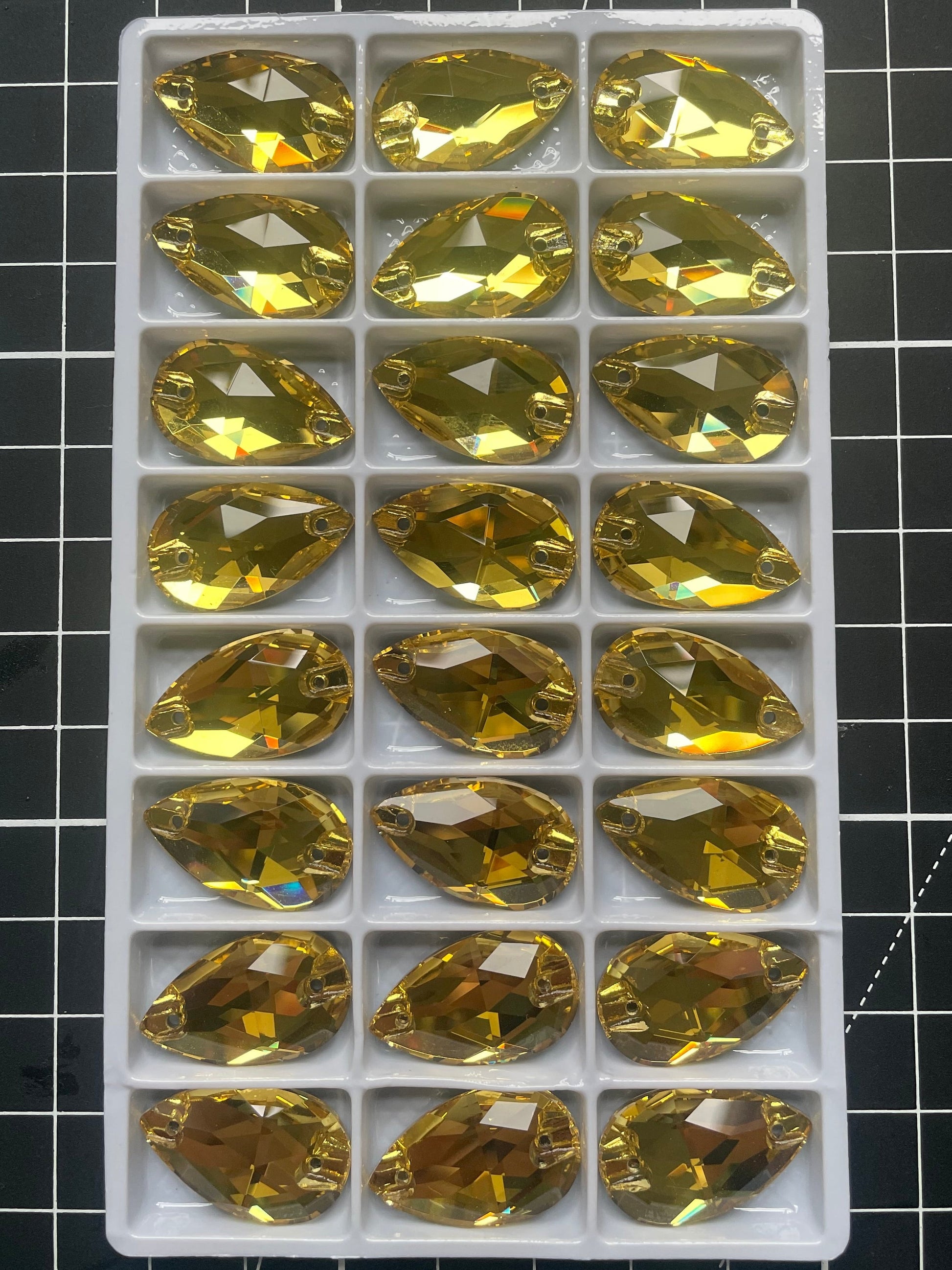 Premium K9 Sew - on TEARDROP Glass Gemstones / Crystal Non - Hotfix Flatback Rhinestones - Dowsa Performance Wear