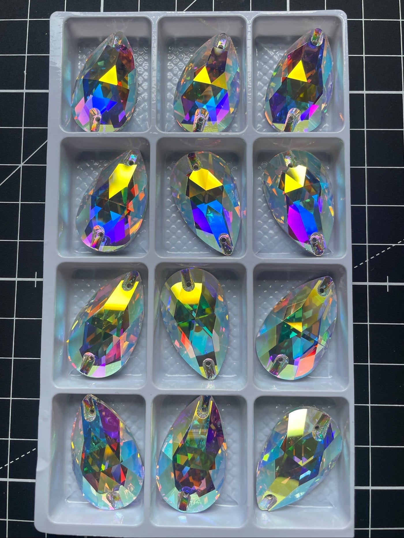 Premium K9 Sew - on TEARDROP Glass Gemstones / Crystal Non - Hotfix Flatback Rhinestones - Dowsa Performance Wear
