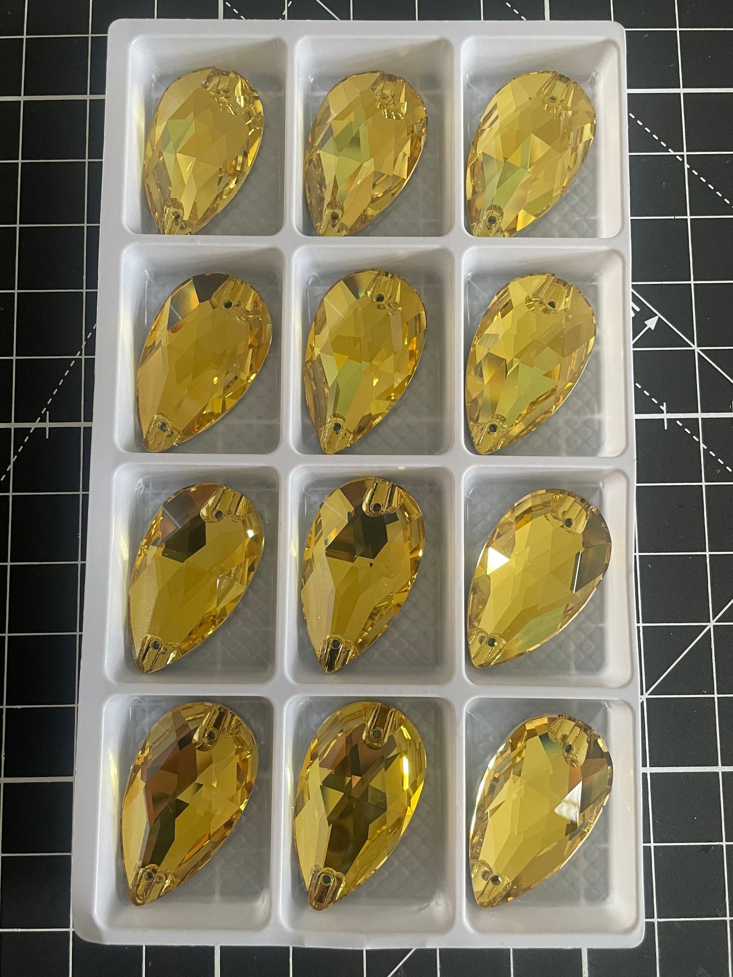 Premium K9 Sew - on TEARDROP Glass Gemstones / Crystal Non - Hotfix Flatback Rhinestones - Dowsa Performance Wear