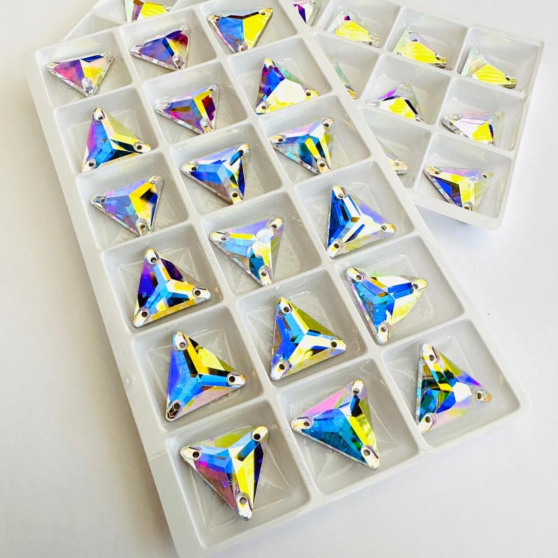 Premium K9 Sew - on TRIANGLE Glass Gemstones / Crystal Non - Hotfix Flatback Rhinestones - Dowsa Performance Wear
