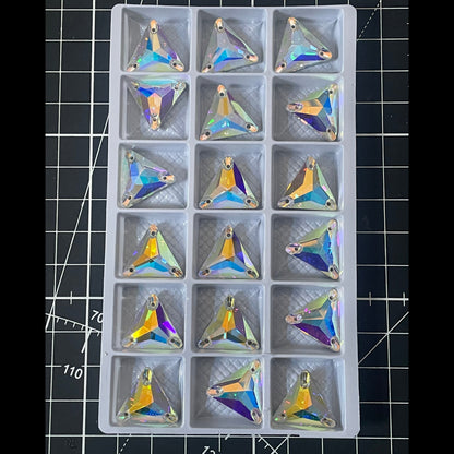 Premium K9 Sew - on TRIANGLE Glass Gemstones / Crystal Non - Hotfix Flatback Rhinestones - Dowsa Performance Wear